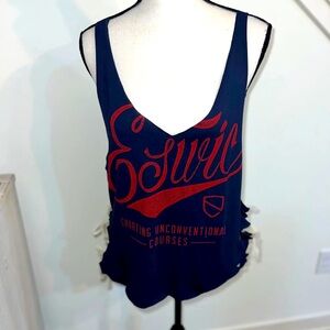 59.  Upcycled Side Tie Red/White/Blue Tank